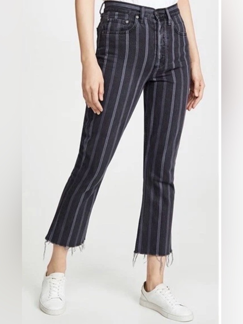 Boyish Black Pinstripe Cropped Jeans